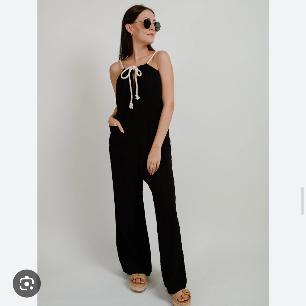 Black rope tie Jumpsuit